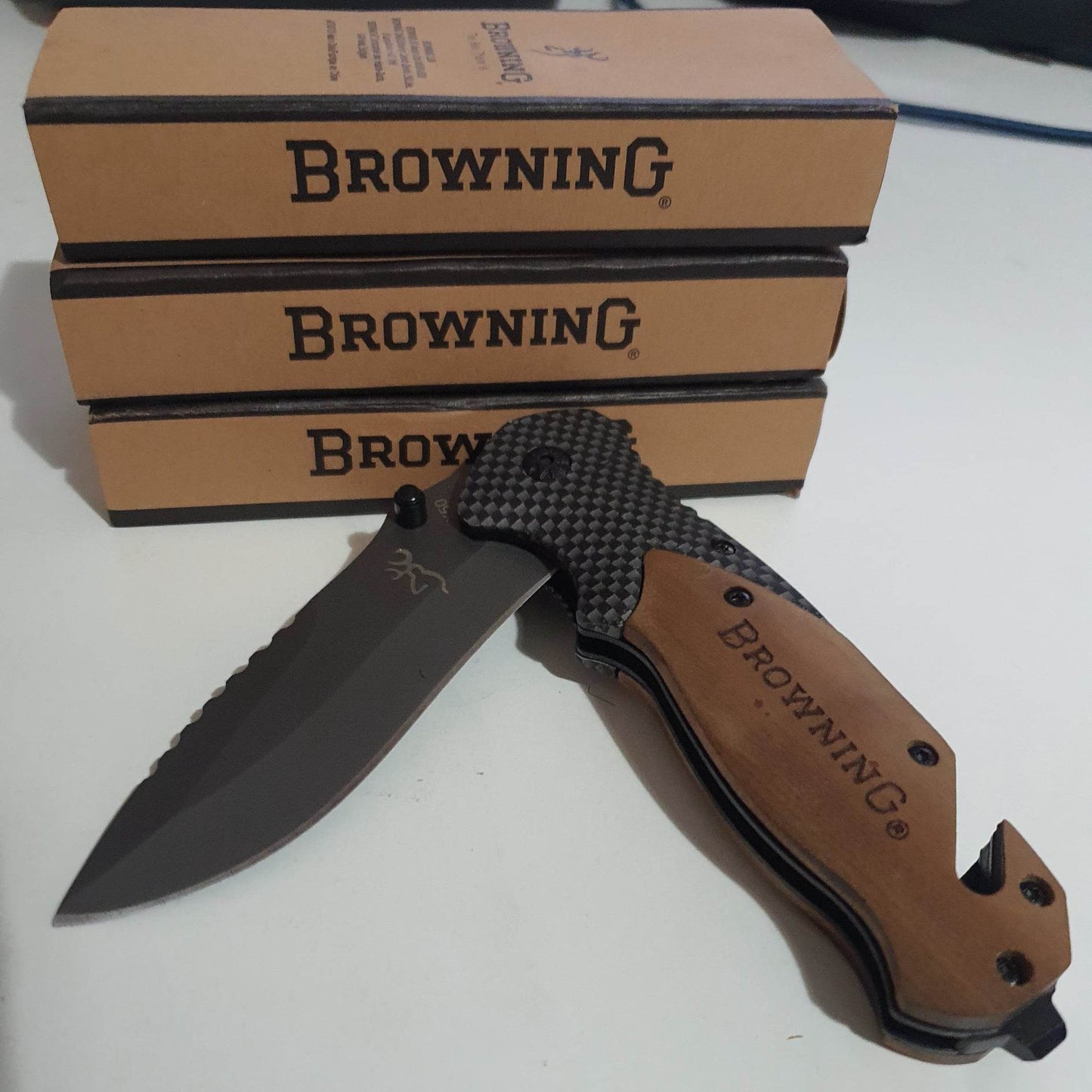 Browning Folding Knife Carbon look